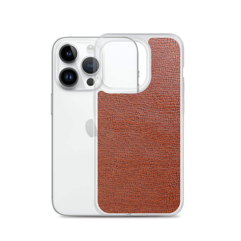 Load image into Gallery viewer, Exotic Brown Leather iPhone Clear Thin Case CREATIVETECH
