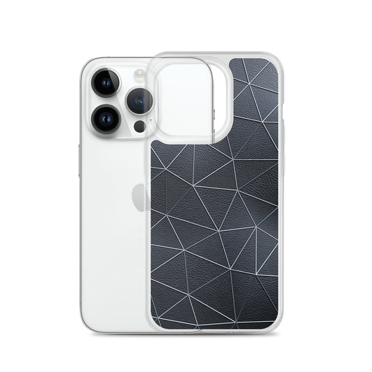 Silver Polygon Black Leather iPhone Clear Thin Case CREATIVETECH