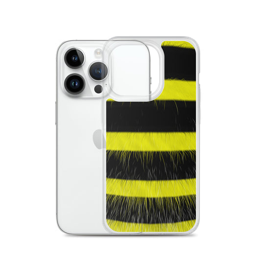 Fluffy Bee Yellow Black iPhone Clear Thin Case CREATIVETECH