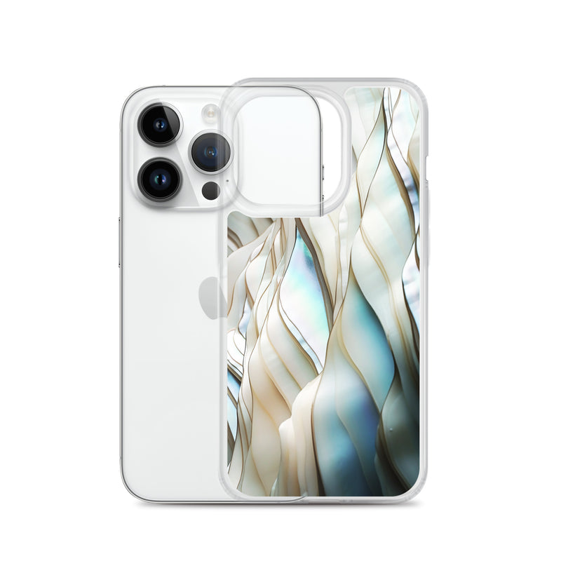 Load image into Gallery viewer, Cream Blue White Pearl iPhone Clear Thin Case CREATIVETECH
