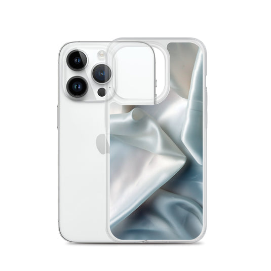 White Satin Pearl Cloth iPhone Clear Thin Case CREATIVETECH