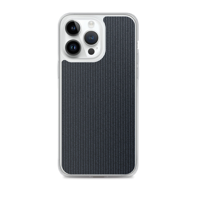 Load image into Gallery viewer, Dark Grey Striped Textile iPhone Clear Thin Case CREATIVETECH
