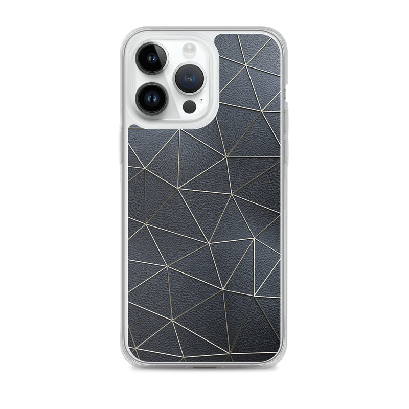 Load image into Gallery viewer, Golden Polygon Black Leather iPhone Clear Thin Case CREATIVETECH