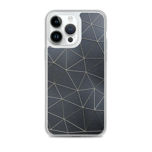 Golden Polygon Black Leather iPhone Clear Thin Case CREATIVETECH