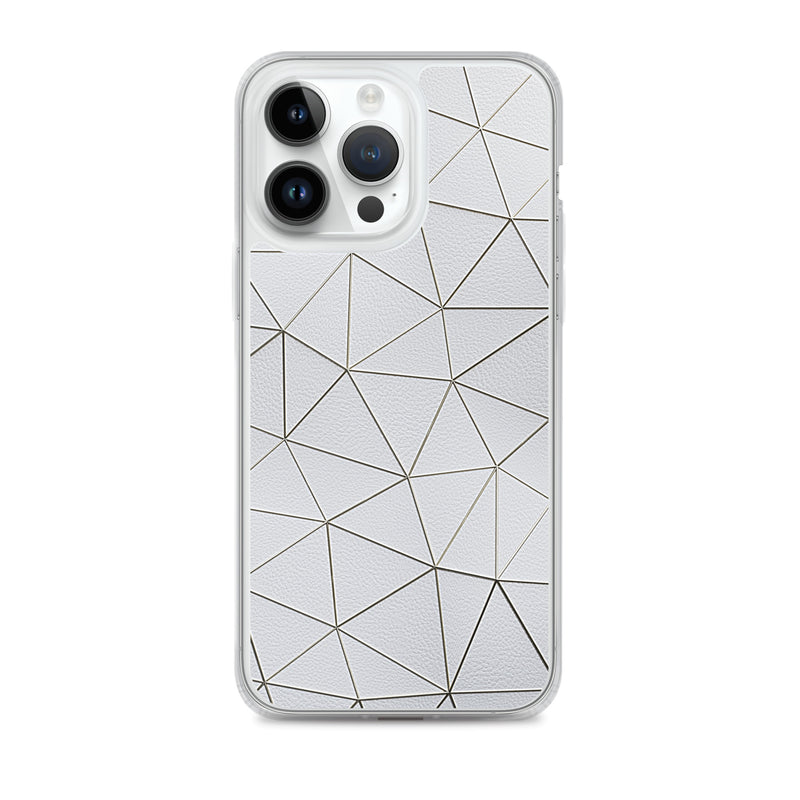 Load image into Gallery viewer, Gold Polygon White Leather iPhone Clear Thin Case CREATIVETECH