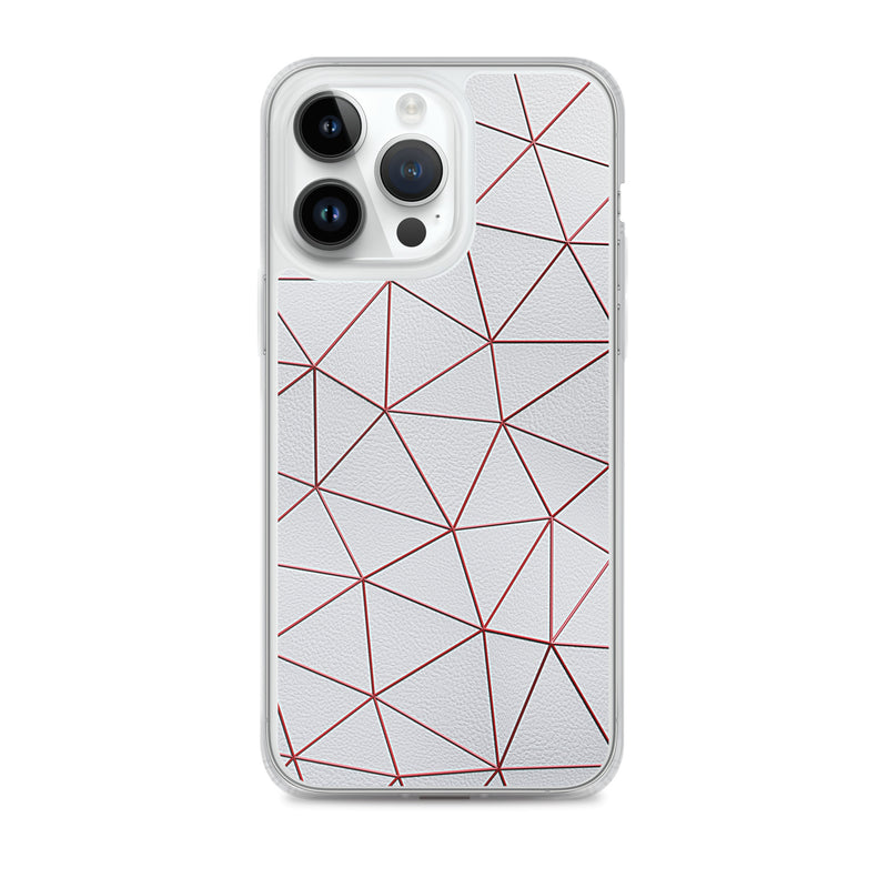 Load image into Gallery viewer, Red Polygon White Leather iPhone Clear Thin Case CREATIVETECH