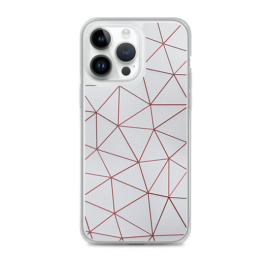 Red Polygon White Leather iPhone Clear Thin Case CREATIVETECH