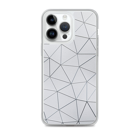 Silver Polygon White Leather iPhone Clear Thin Case CREATIVETECH