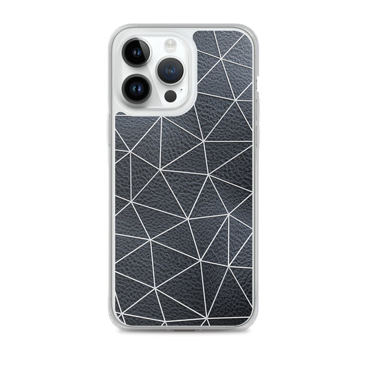 White Polygon Black Leather iPhone Clear Thin Case CREATIVETECH