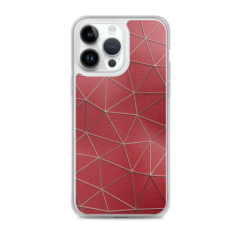 Load image into Gallery viewer, Golden Polygon Red Leather iPhone Clear Thin Case CREATIVETECH
