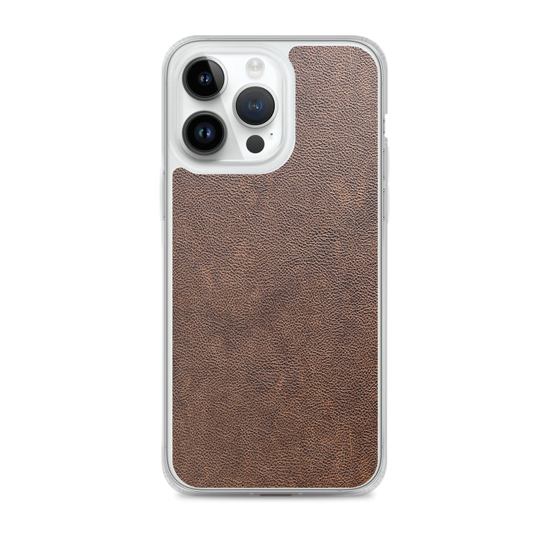 Load image into Gallery viewer, Light Brown Leather iPhone Clear Thin Case CREATIVETECH