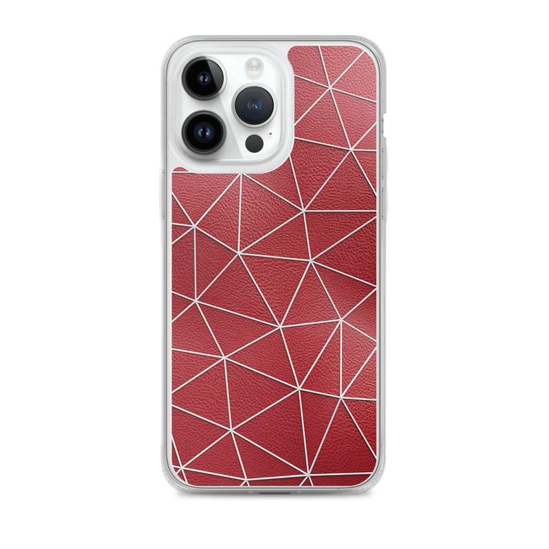 Load image into Gallery viewer, White Polygon Red Leather iPhone Clear Thin Case CREATIVETECH
