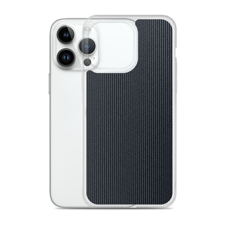 Load image into Gallery viewer, Dark Grey Striped Textile iPhone Clear Thin Case CREATIVETECH
