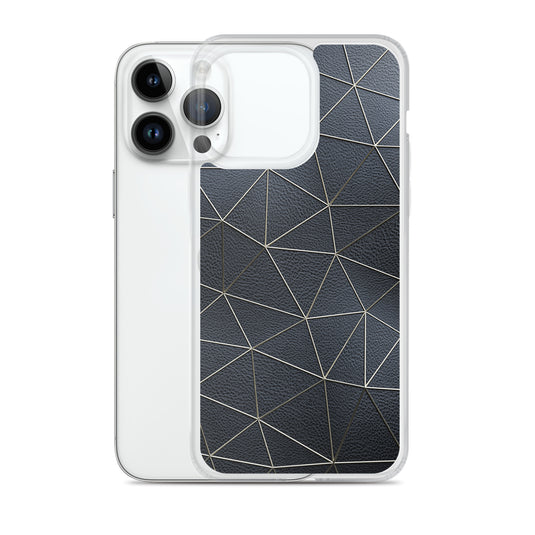 Golden Polygon Black Leather iPhone Clear Thin Case CREATIVETECH