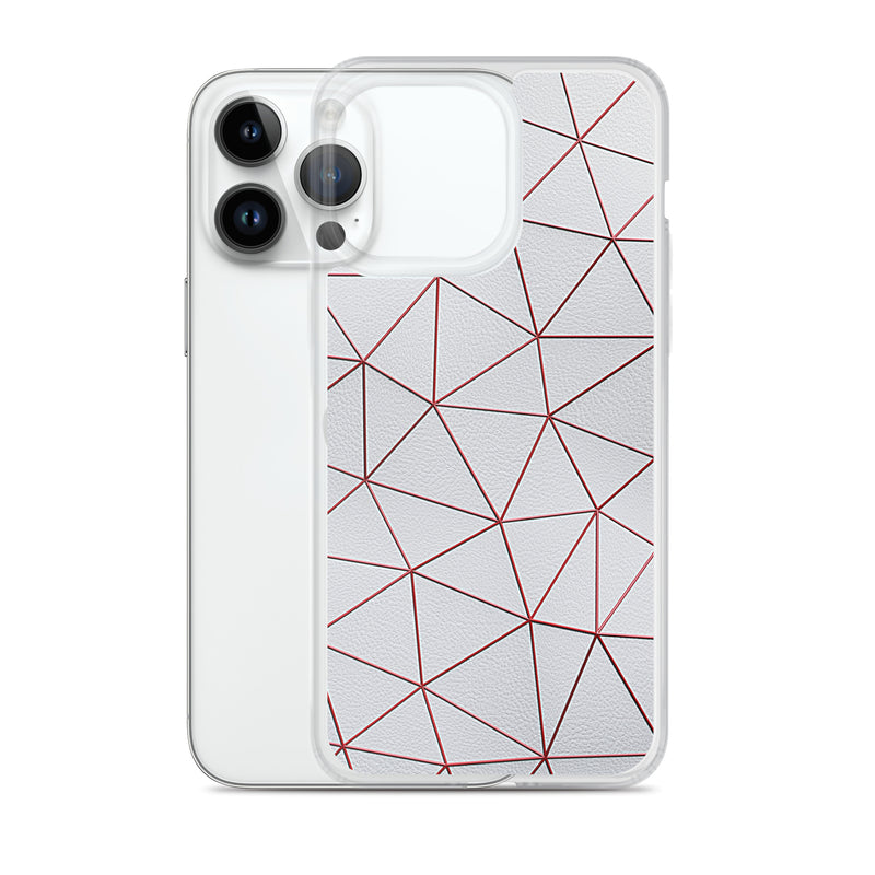 Load image into Gallery viewer, Red Polygon White Leather iPhone Clear Thin Case CREATIVETECH