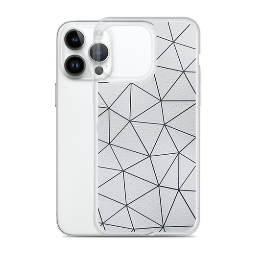 Black Polygon White Leather iPhone Clear Thin Case CREATIVETECH