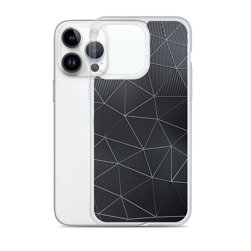 Load image into Gallery viewer, Silver Polygon Carbon Fiber iPhone Clear Thin Case CREATIVETECH
