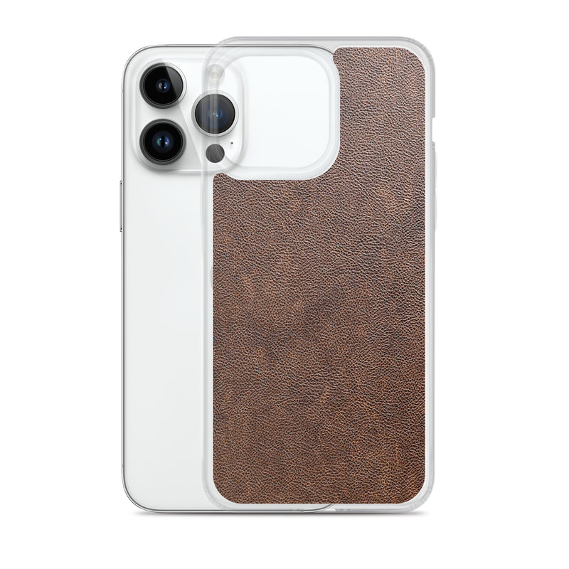 Load image into Gallery viewer, Light Brown Leather iPhone Clear Thin Case CREATIVETECH