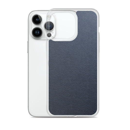 Dark Blue Leather iPhone Clear Thin Case CREATIVETECH