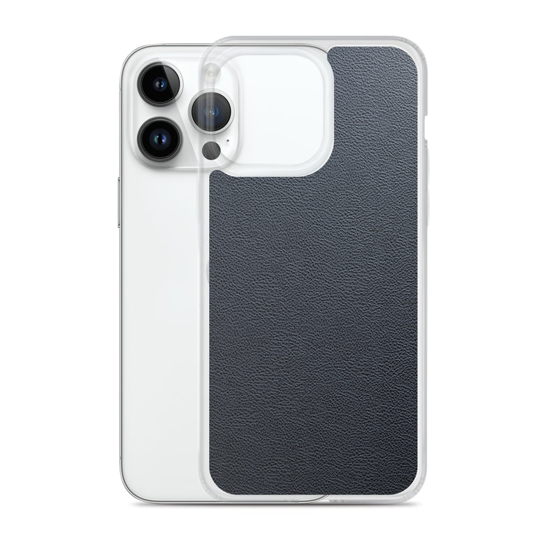 Load image into Gallery viewer, Black Leather iPhone Clear Thin Case CREATIVETECH
