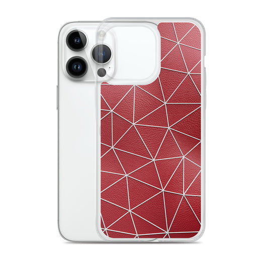 White Polygon Red Leather iPhone Clear Thin Case CREATIVETECH