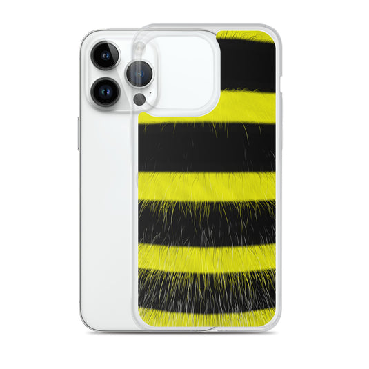 Fluffy Bee Yellow Black iPhone Clear Thin Case CREATIVETECH