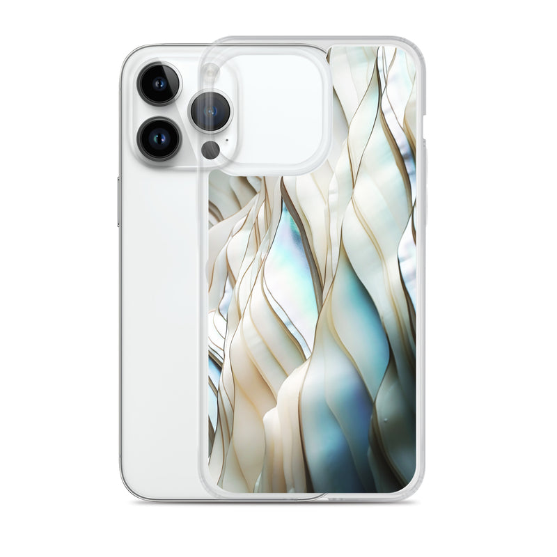 Load image into Gallery viewer, Cream Blue White Pearl iPhone Clear Thin Case CREATIVETECH
