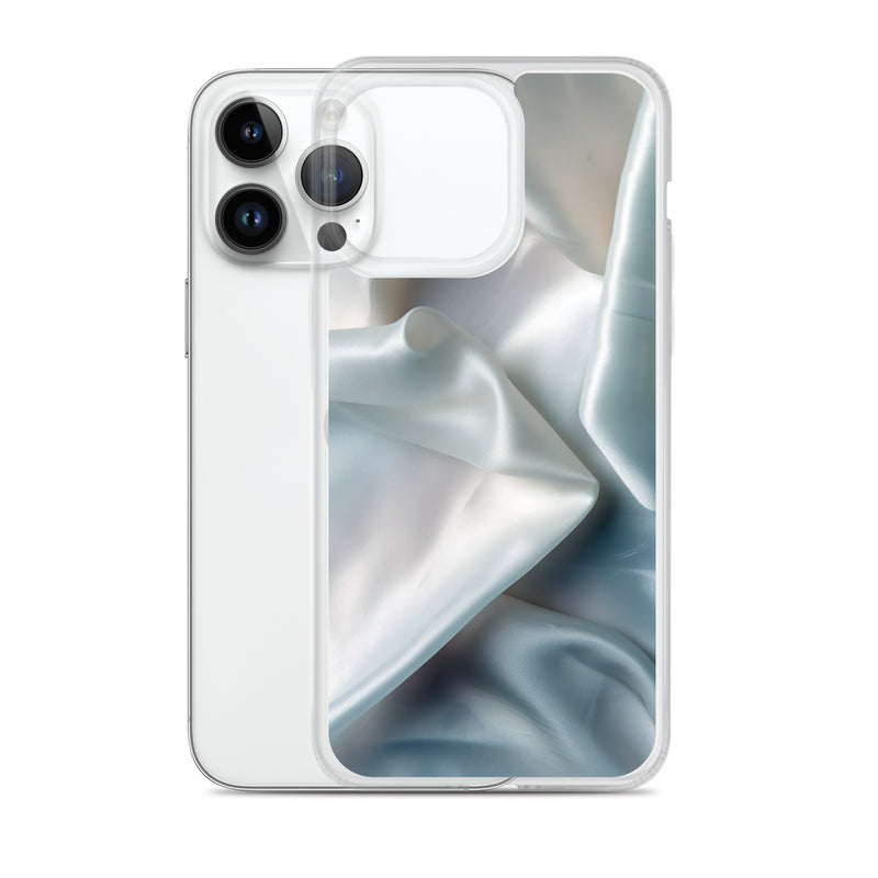 Load image into Gallery viewer, White Satin Pearl Cloth iPhone Clear Thin Case CREATIVETECH
