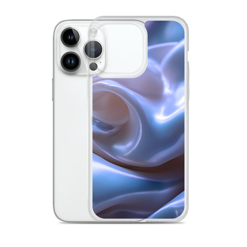 Load image into Gallery viewer, Blue Satin Pearl Cloth iPhone Clear Thin Case CREATIVETECH
