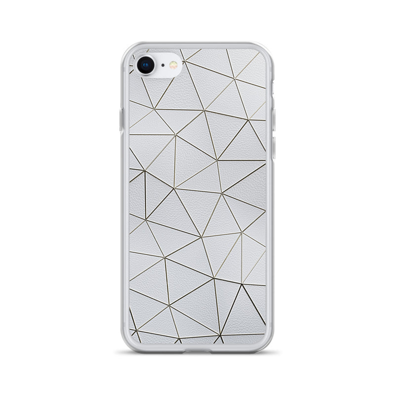 Load image into Gallery viewer, Gold Polygon White Leather iPhone Clear Thin Case CREATIVETECH
