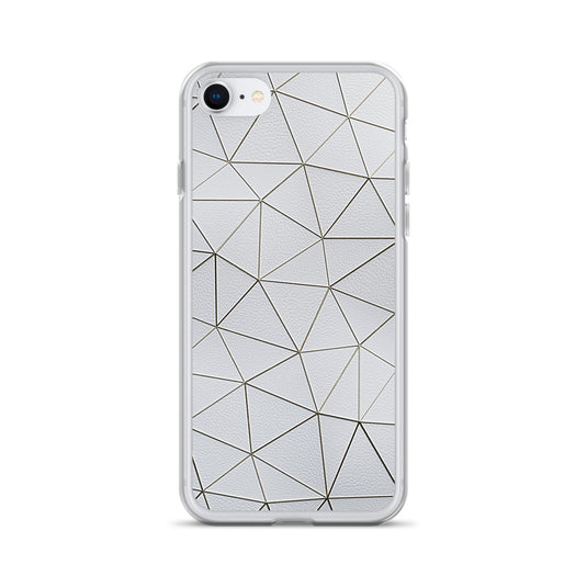 Gold Polygon White Leather iPhone Clear Thin Case CREATIVETECH