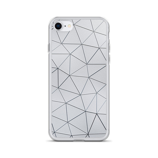 Silver Polygon White Leather iPhone Clear Thin Case CREATIVETECH