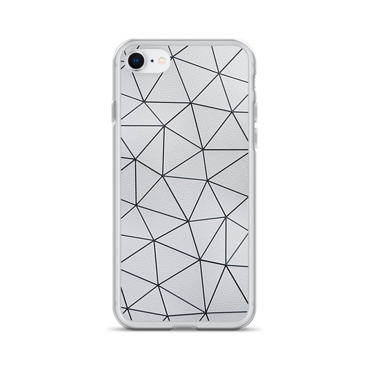 Black Polygon White Leather iPhone Clear Thin Case CREATIVETECH