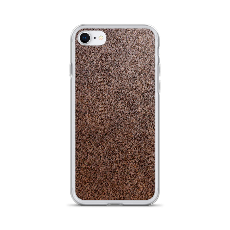 Load image into Gallery viewer, Light Brown Leather iPhone Clear Thin Case CREATIVETECH
