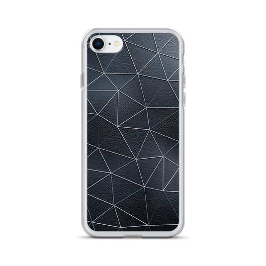 Silver Polygon Black Leather iPhone Clear Thin Case CREATIVETECH