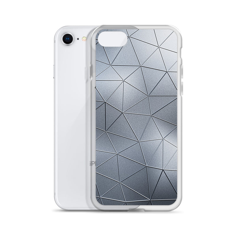 Load image into Gallery viewer, Silver Metal Polygon iPhone Clear Thin Case CREATIVETECH
