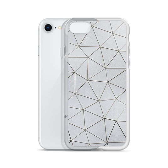 Gold Polygon White Leather iPhone Clear Thin Case CREATIVETECH