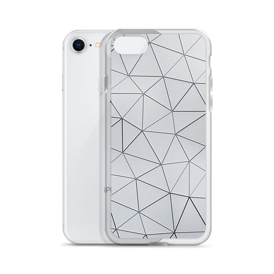 Silver Polygon White Leather iPhone Clear Thin Case CREATIVETECH