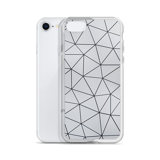 Black Polygon White Leather iPhone Clear Thin Case CREATIVETECH