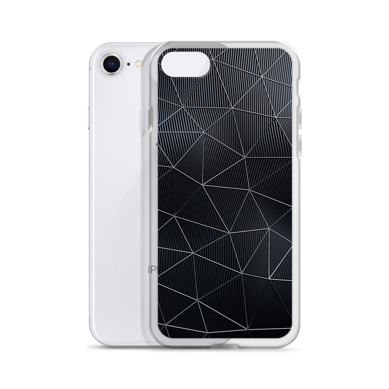 Load image into Gallery viewer, Silver Polygon Carbon Fiber iPhone Clear Thin Case CREATIVETECH
