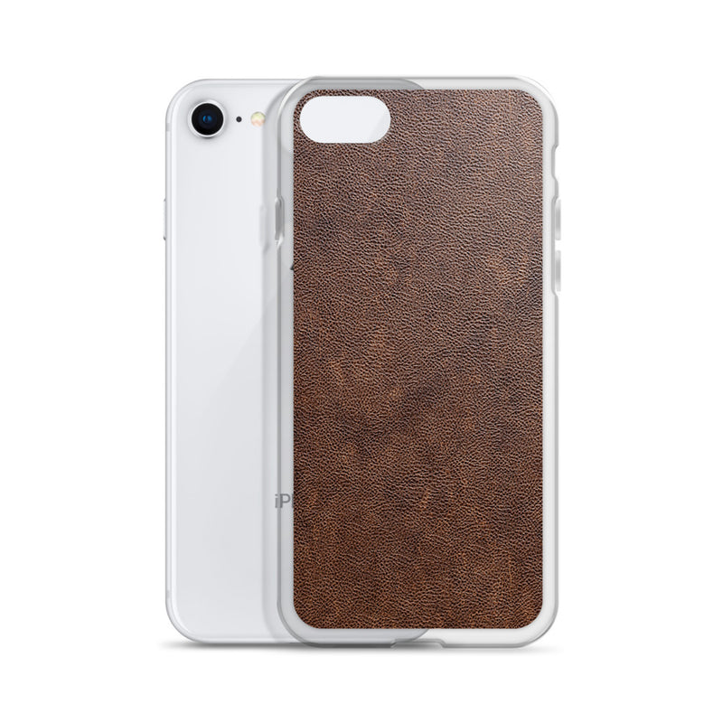 Load image into Gallery viewer, Light Brown Leather iPhone Clear Thin Case CREATIVETECH
