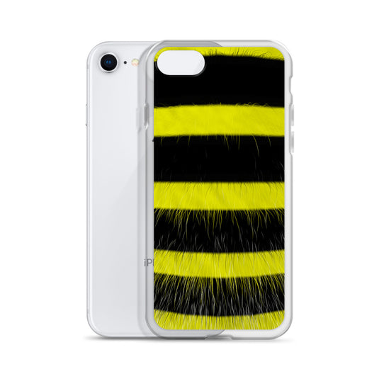 Fluffy Bee Yellow Black iPhone Clear Thin Case CREATIVETECH