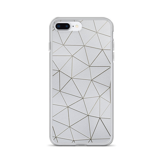 Gold Polygon White Leather iPhone Clear Thin Case CREATIVETECH