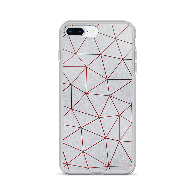 Load image into Gallery viewer, Red Polygon White Leather iPhone Clear Thin Case CREATIVETECH