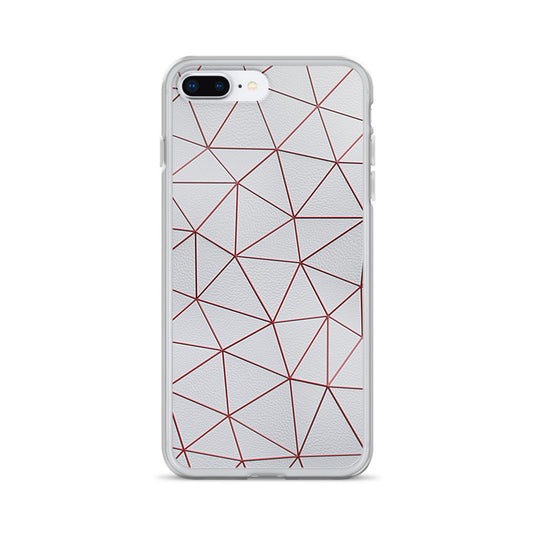 Red Polygon White Leather iPhone Clear Thin Case CREATIVETECH