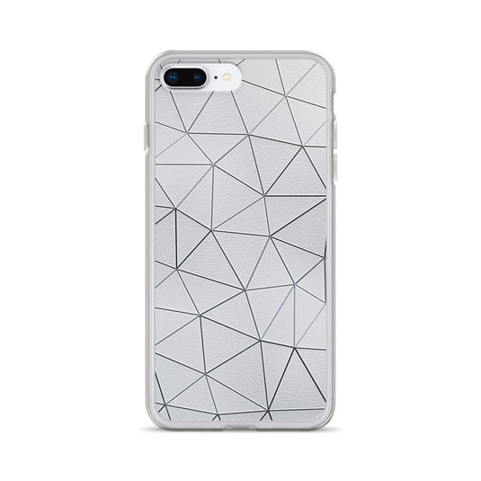 Silver Polygon White Leather iPhone Clear Thin Case CREATIVETECH