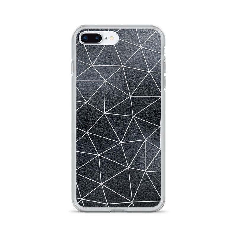 Load image into Gallery viewer, White Polygon Black Leather iPhone Clear Thin Case CREATIVETECH
