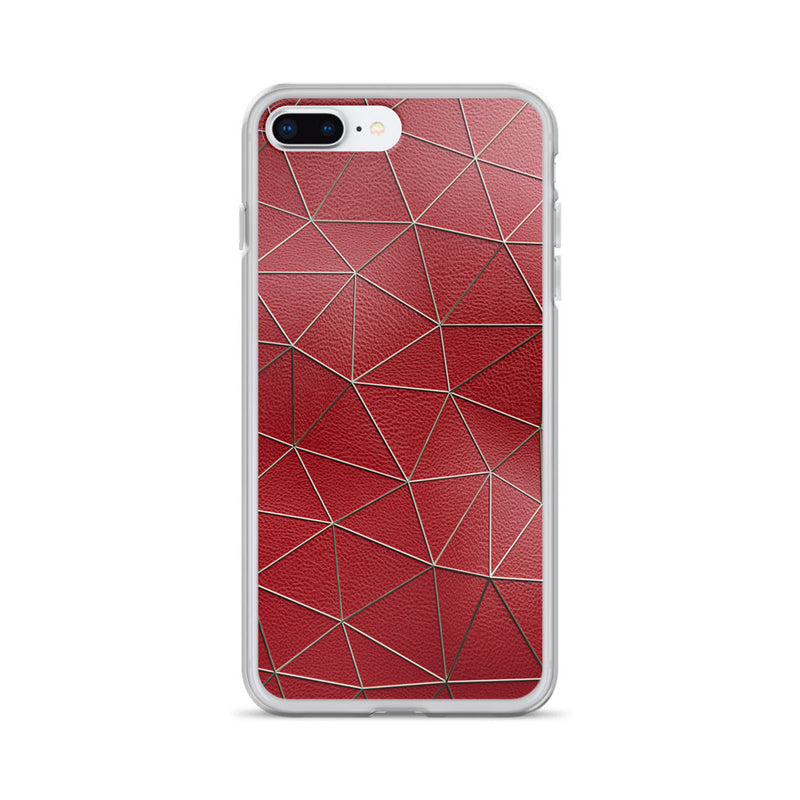 Load image into Gallery viewer, Golden Polygon Red Leather iPhone Clear Thin Case CREATIVETECH
