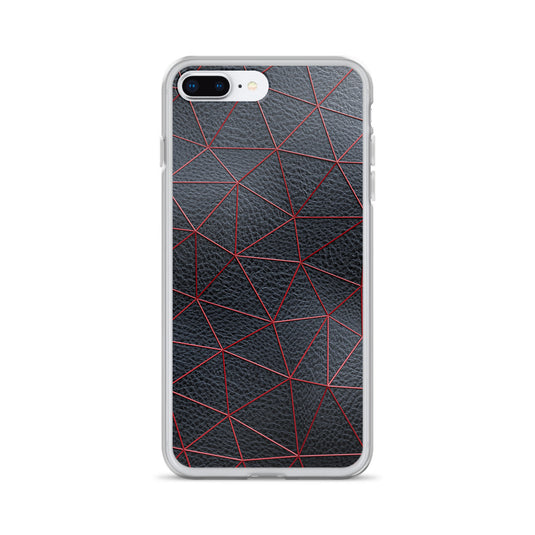 Red Polygon Black Leather iPhone Clear Thin Case CREATIVETECH