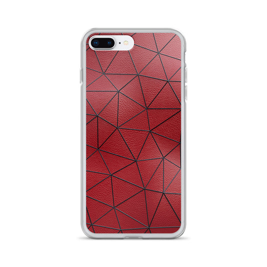 Black Polygon Red Leather iPhone Clear Thin Case CREATIVETECH